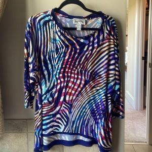 Joseph Ribkoff multicolor hi lo 3/4 sleeve top.  Size 14.  Excellent condition.
